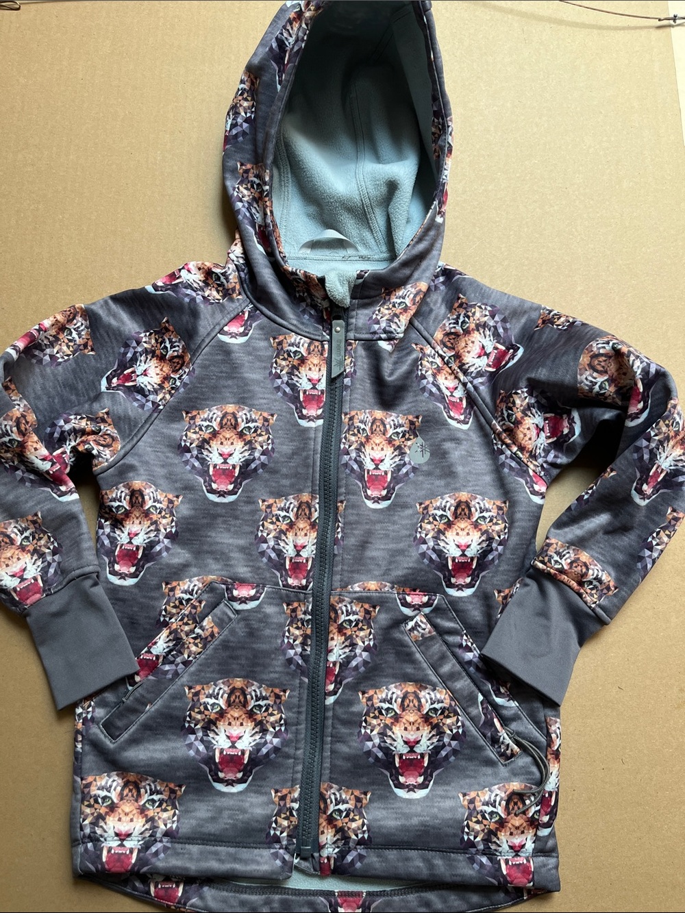 Therm Kids Tiger Print Eco All-Weather Waterproof Softshell Hoodie Jacket 5